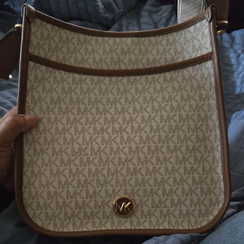 Michael Kors Lucia Tan and Cream Shoulder Bag